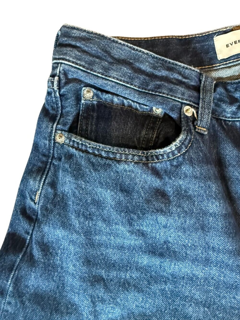 Everlane 27 Regular Organic Cotton Barrel Leg Jeans Dark Wash High Rise Wide Leg - Picture 5 of 10